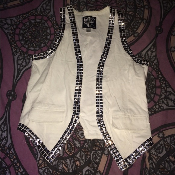 White and Silver Studded Vest