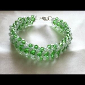 Beaded bracelet  Swarovski bi- cone and seed beads