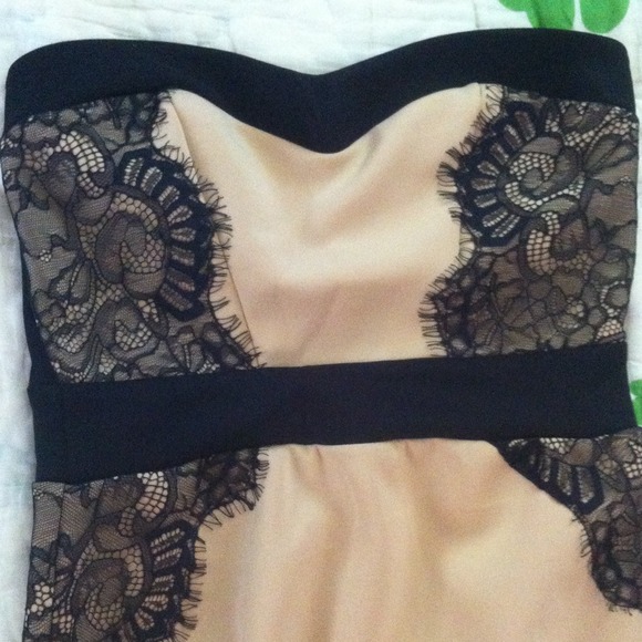 Nude and black lace sweetheart dress