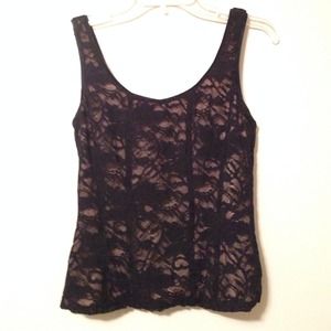 Caché Black Lace Tank Top Shirt