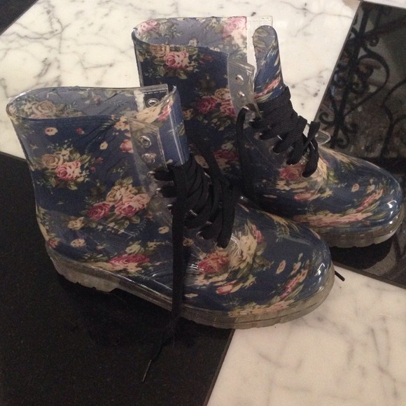 Floral Water-Proof Combat Boots