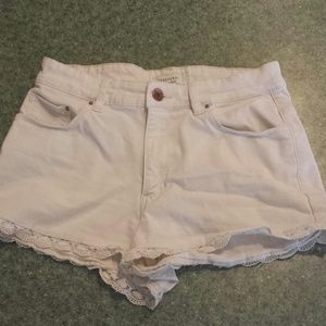 High waisted creme colored shorts