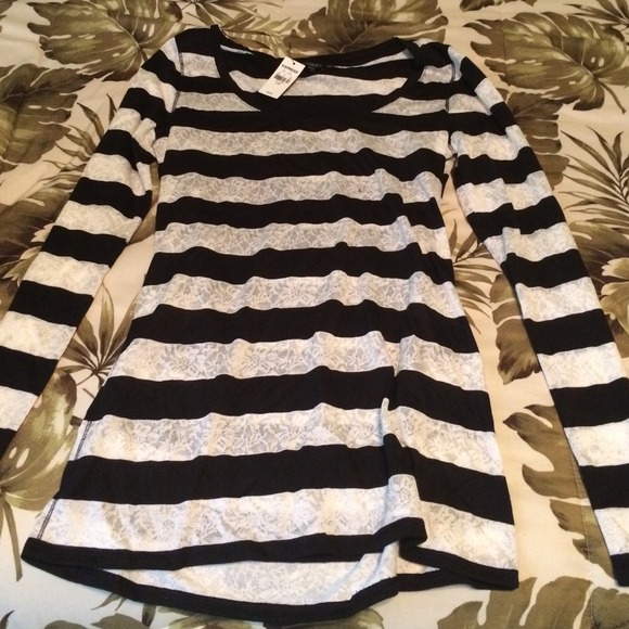 Express black and white striped top