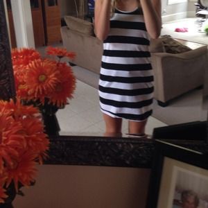 Old navy black and white striped dress/ cover-up