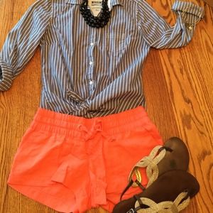 Coral draw string linen shorts from Mossimo