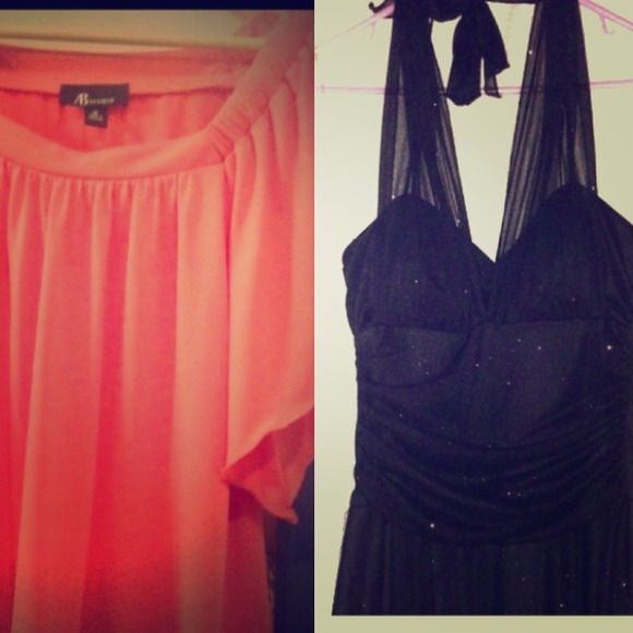 Bundle Salmon top/Sparkly dress