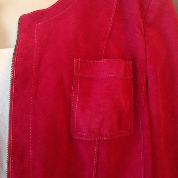 Fuschia washable suede leather jacket size xl - Picture 2 of 4