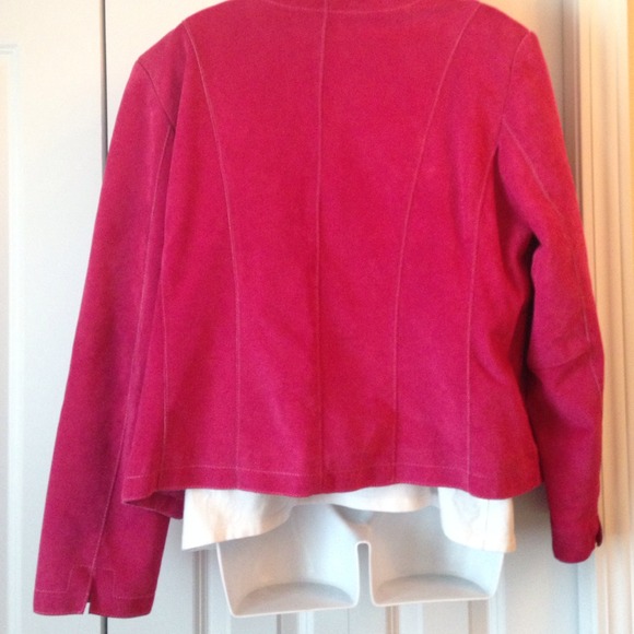 Fuschia washable suede leather jacket size xl - Picture 3 of 4