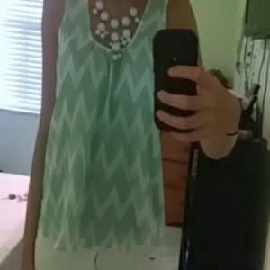 Sheer Chevron bow back tank top