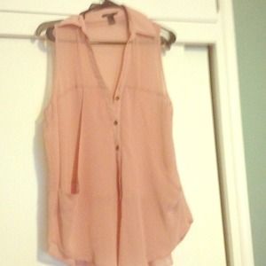 Forever 21 sheer, pink, button down tank top