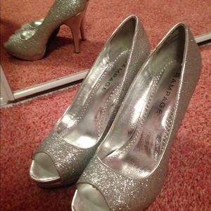Silver glitter heels
