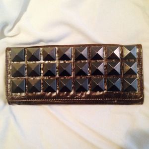Brown studded clutch