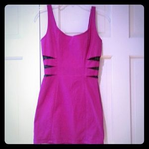 Hot Pink Denim Cutout Dress