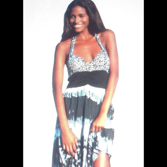 NWT, XL Animal Print Bungee Halter Dress