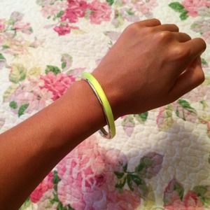 Alexis Bittar neon yellow lucite double bangle