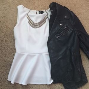 White peplum top
