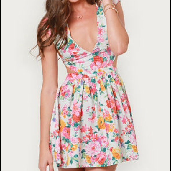 Flowery cut out Babydoll Dress