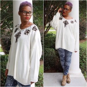 OVERSIZE Cream/Cheetah Sweater