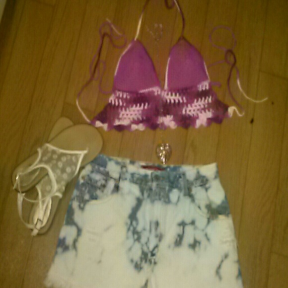 Custum crochet pink crop top msg me to make one