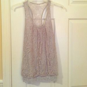Express grey razor back lace tank