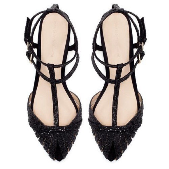 Zara Glitter Flat Sandals