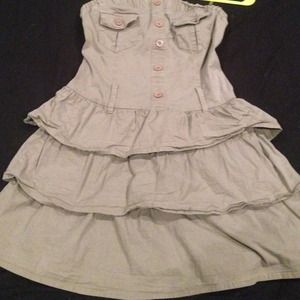 A green denim mini dress