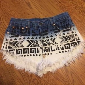 Tribal ombré high waisted shorts