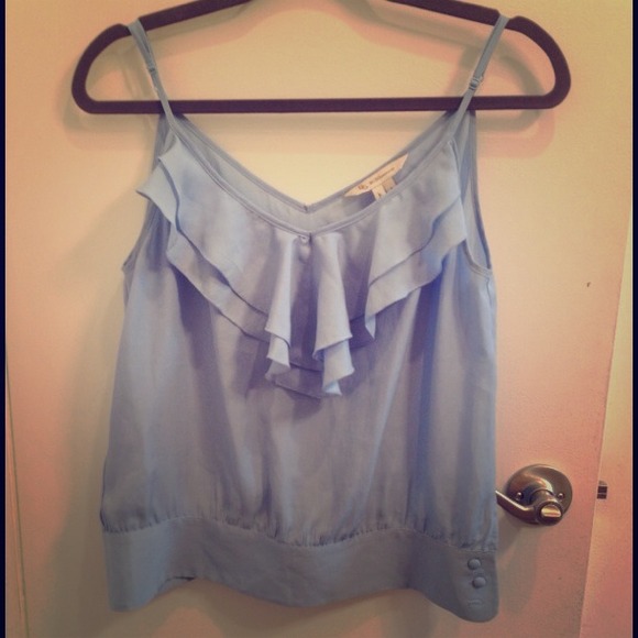 BCBG blue ruffled tank