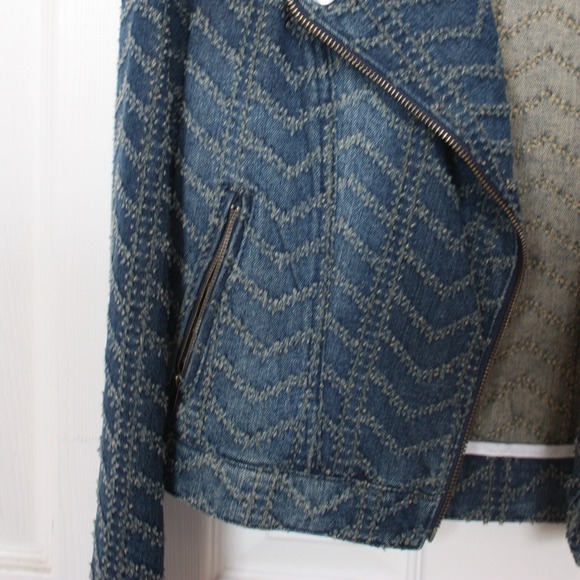 Free People Jackets & Coats - Free People Textured Denim Moto Jacket Free People Jackets & Coats - Free People Textured Denim Moto Jacket