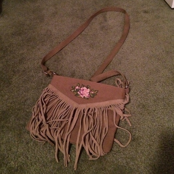 American Eagle Outfitters Handbags - American Eagle Brown Side Handbag With Flower