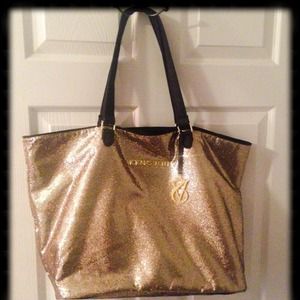 Victoria's Secret gold fantasy glitter large tote
