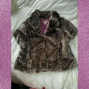 Plus Size Faux Fur Cheetah Leopard Print Cover Up
