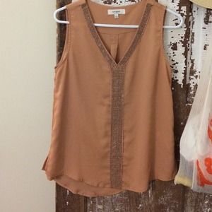 Beige tank top with sequence detail