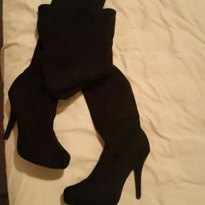 Thigh High Black Platform  Boots
