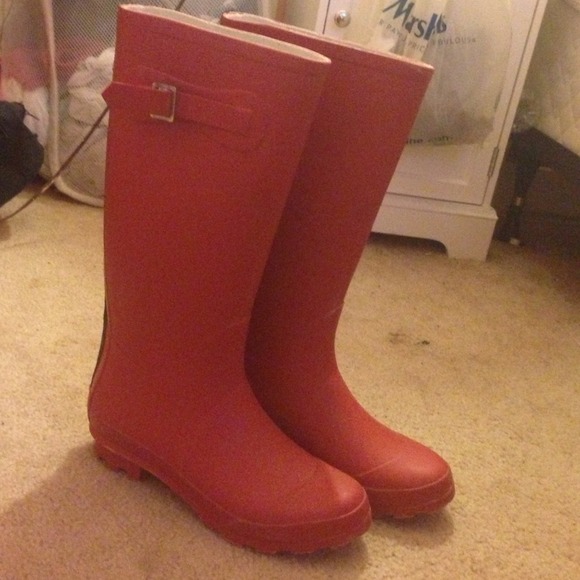 Red rain boots