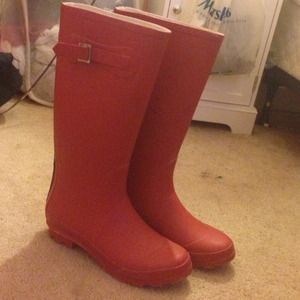 Red rain boots