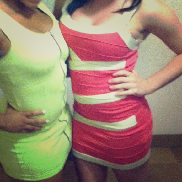 Small red and white tight dress