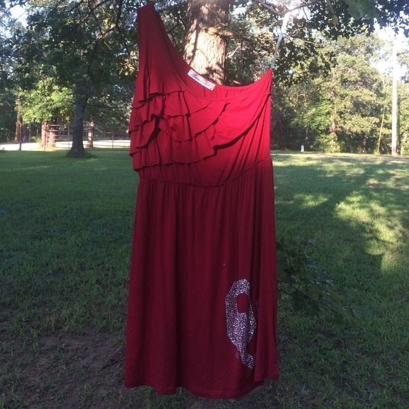 Oklahoma University ruffled one shoulder dress