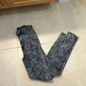 Black Acid Wash Skinny Jeans