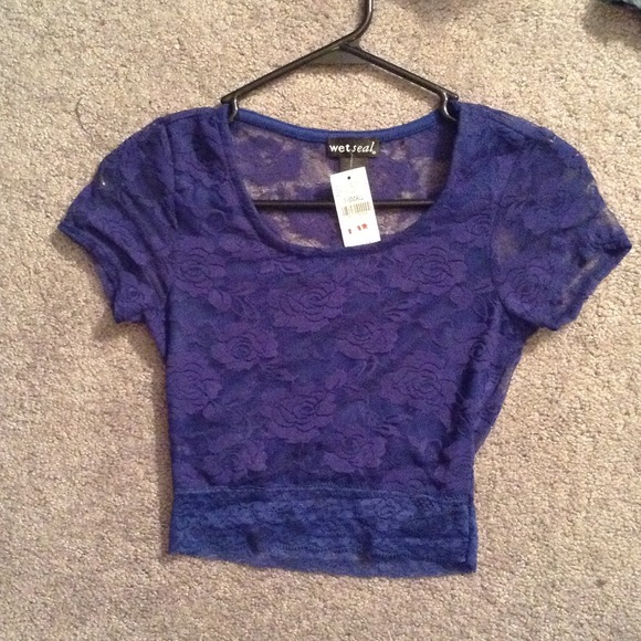 Navy blue lace belly shirt