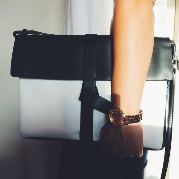 Zara Handbags - ⬇️Zara Black and White Clutch with Crossbody Strap