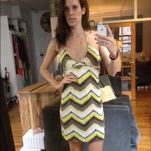 PacSun Neon Zip Zag Print Mini Halter Sundress