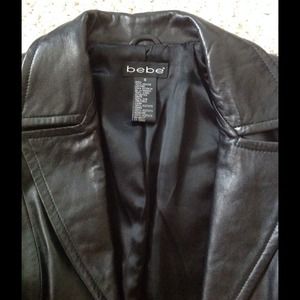Bebe long leather coat