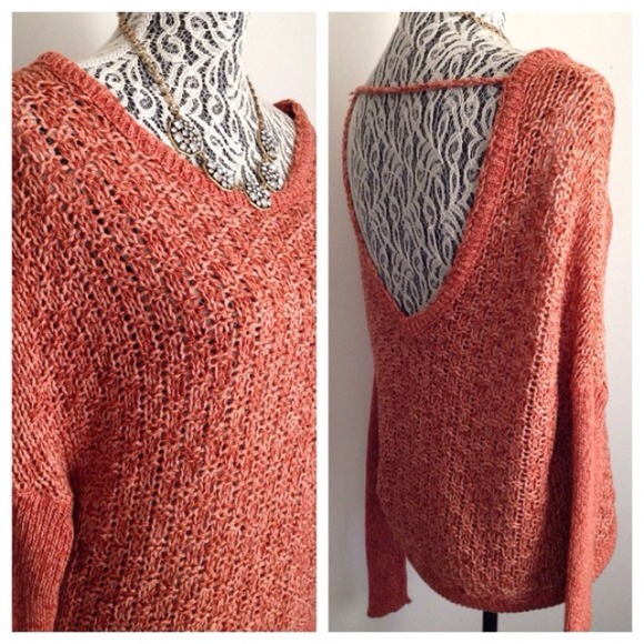 Free people orange knit sweater