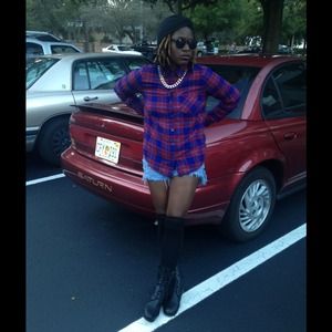 Flannel Button Up Shirt and black blazer bundle