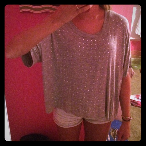 light grey sequined top