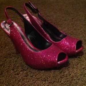 Hot pink sparkly heels
