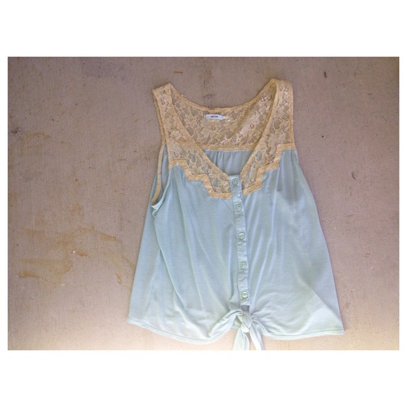 Kimchi Blue / Urban Outfitters Mint and Lace Top