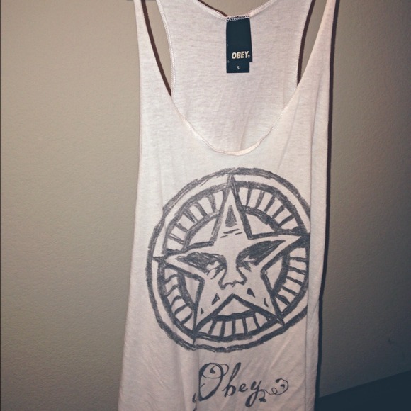 White Obey Racerback Tank Top