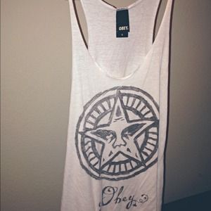 White Obey Racerback Tank Top